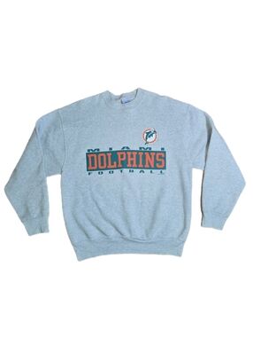 Vtg 1995 Miami Dolphins NFL Grey Crewneck Sweatshirt Large Salem Sportswear USA